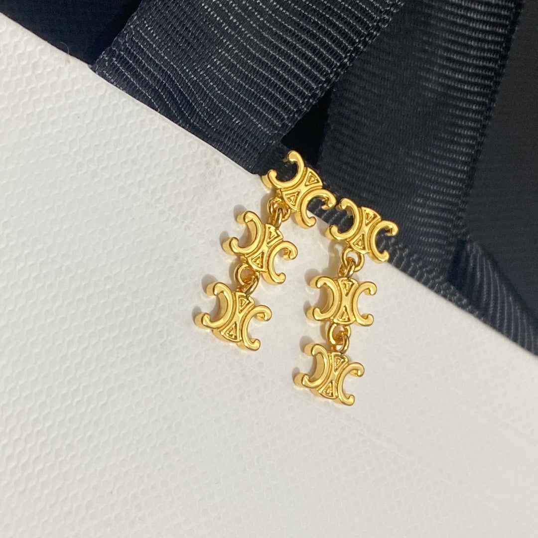 Versatile Monogram Stitching Earrings