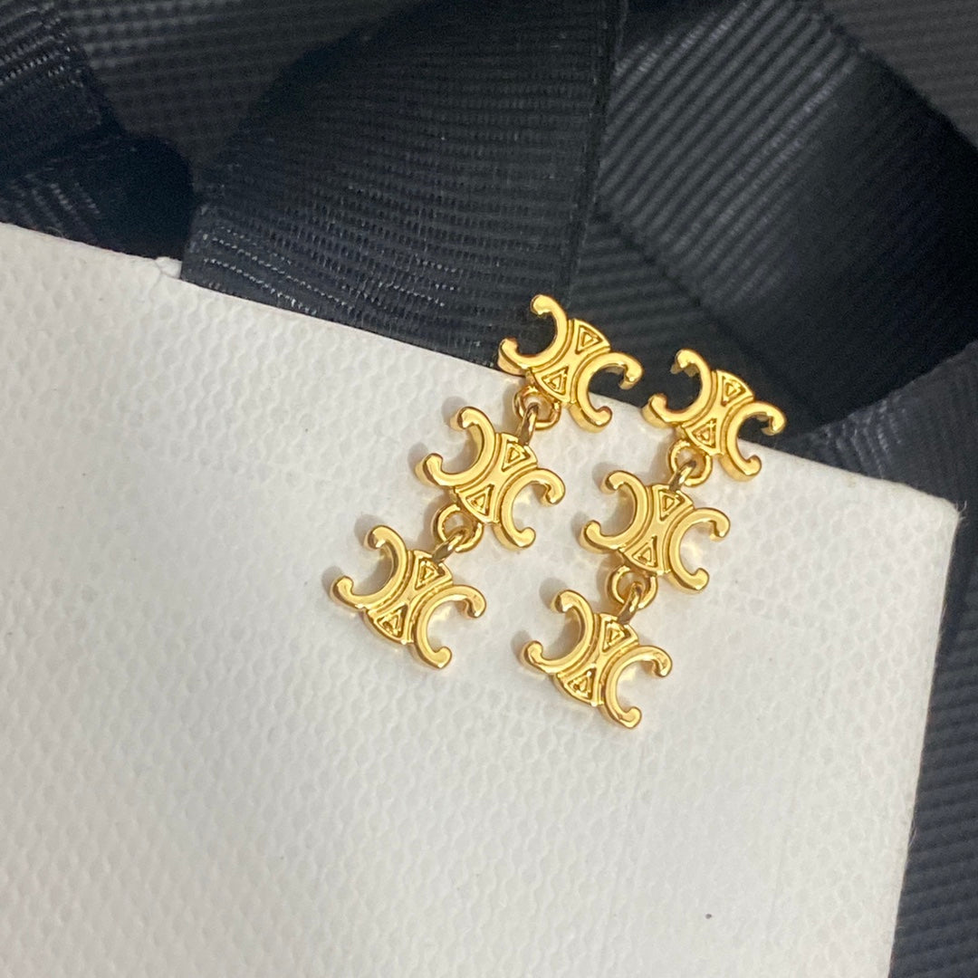 Versatile Monogram Stitching Earrings