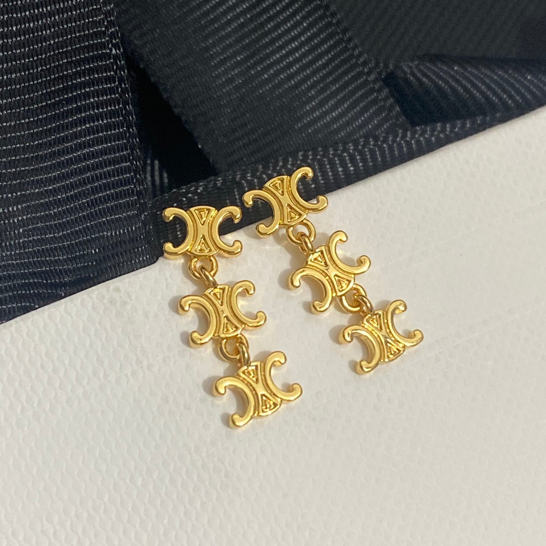 Versatile Monogram Stitching Earrings