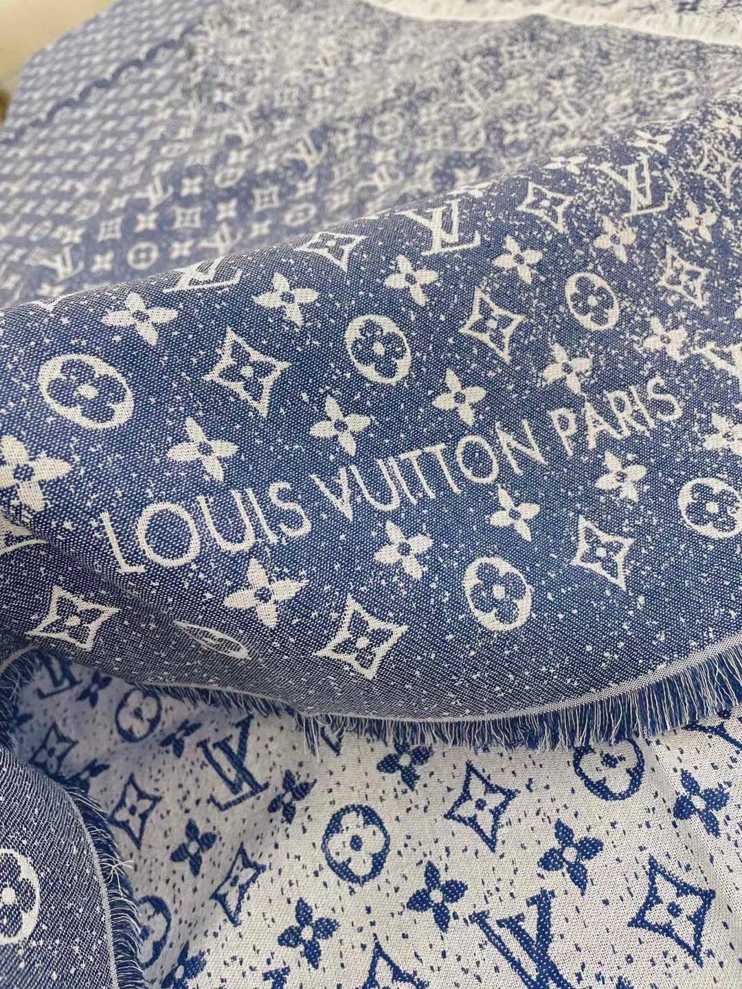 Gradient printed silk cotton and wool blend scarf