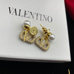 Mini Pearl and Diamond Drop Earrings