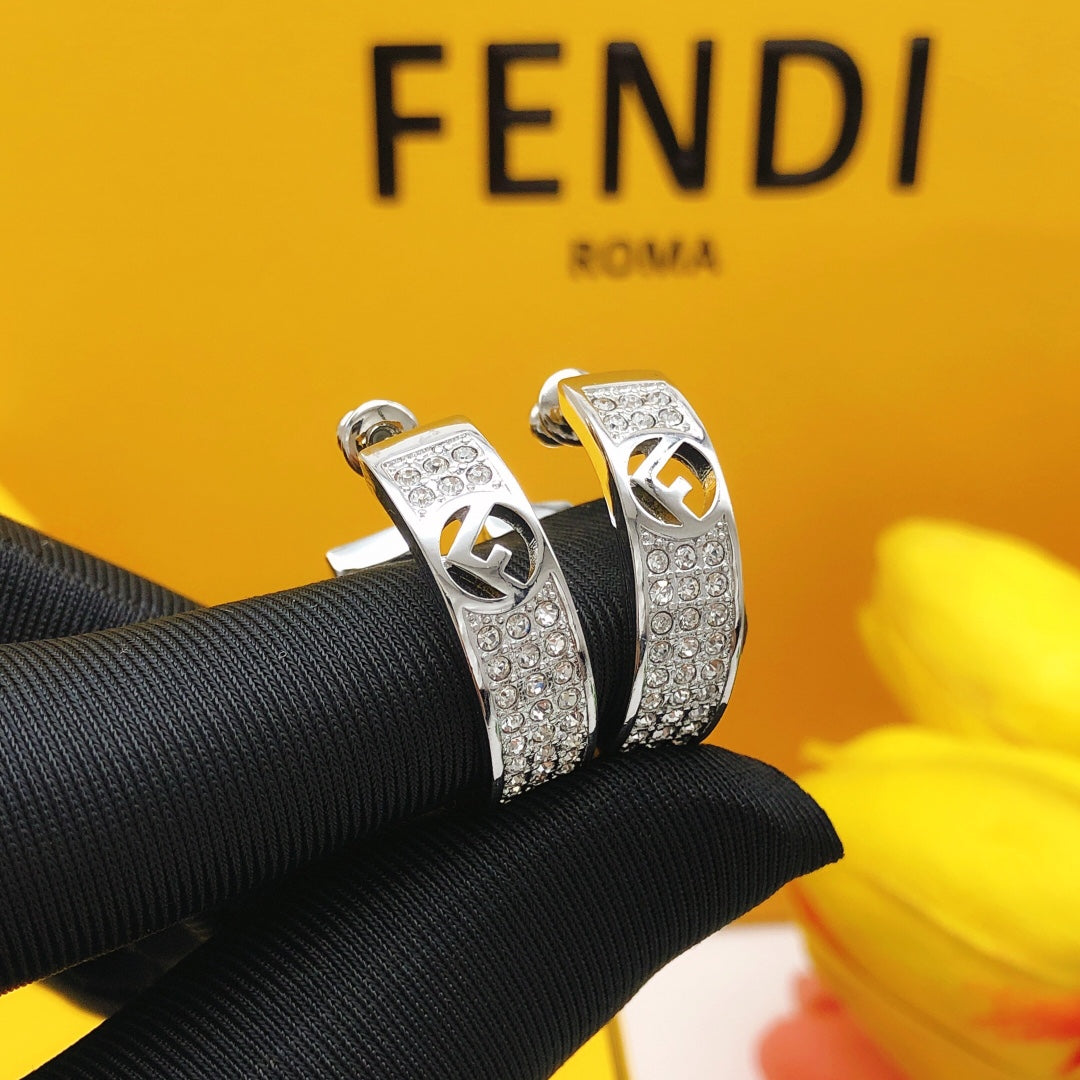 Sparkling Diamond Half Hoop Earrings