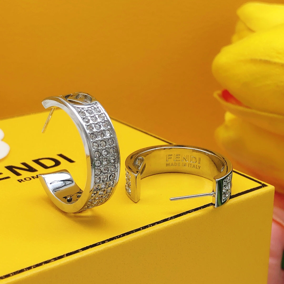 Sparkling Diamond Half Hoop Earrings