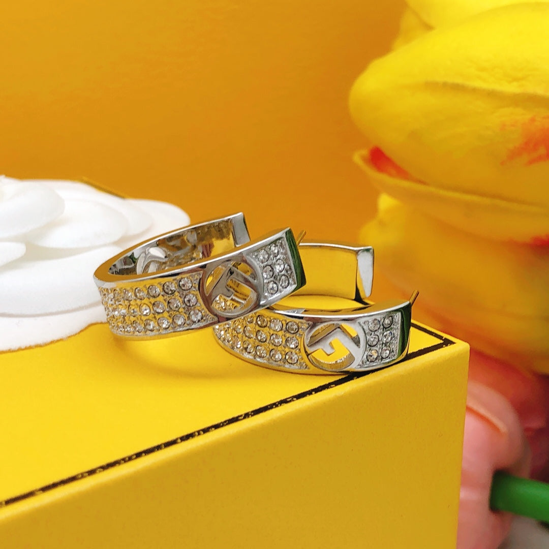 Sparkling Diamond Half Hoop Earrings