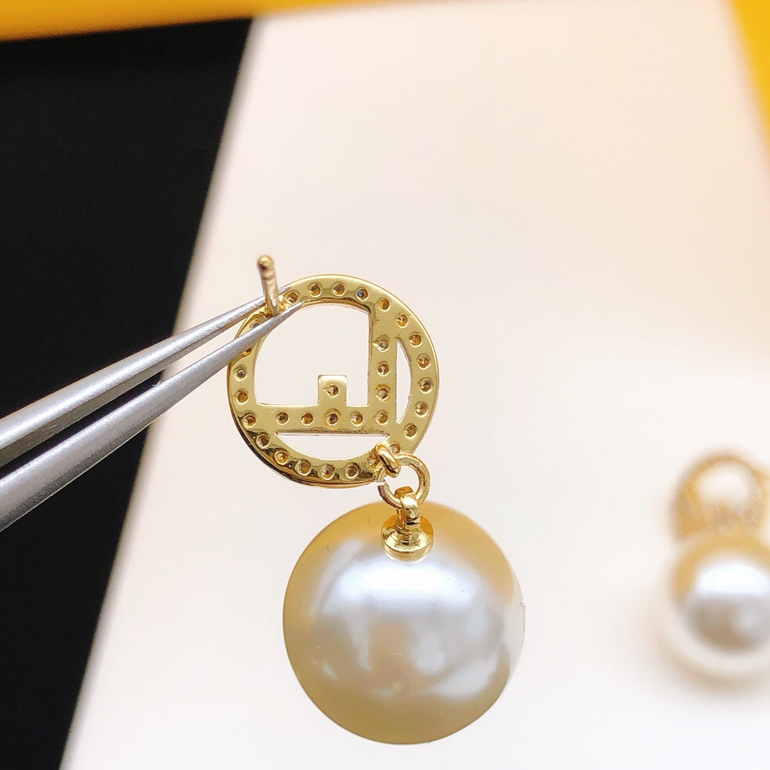 Diamond Pearl Drop Earrings