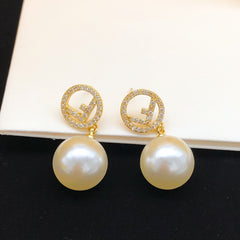 Diamond Pearl Drop Earrings