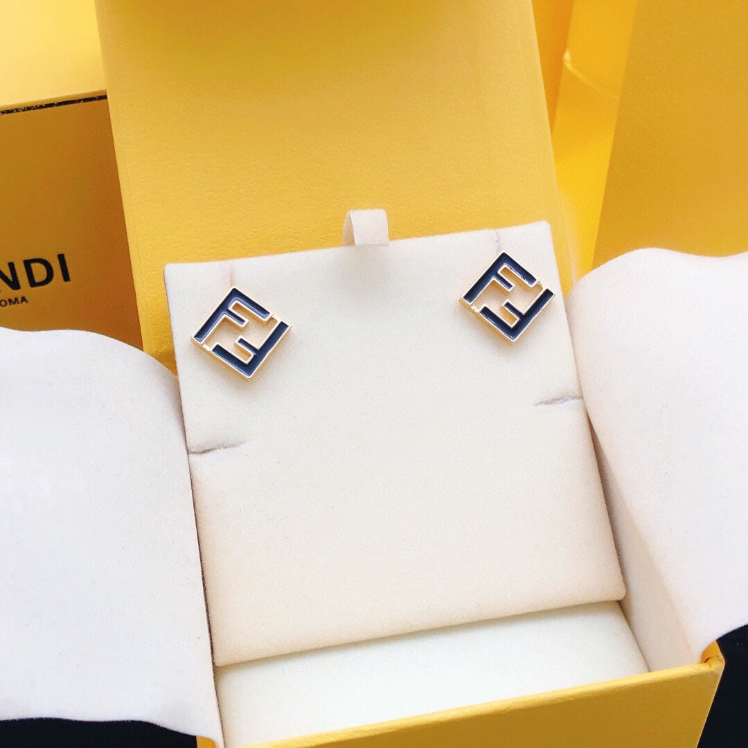 Vintage Black Enamel Stud Earrings