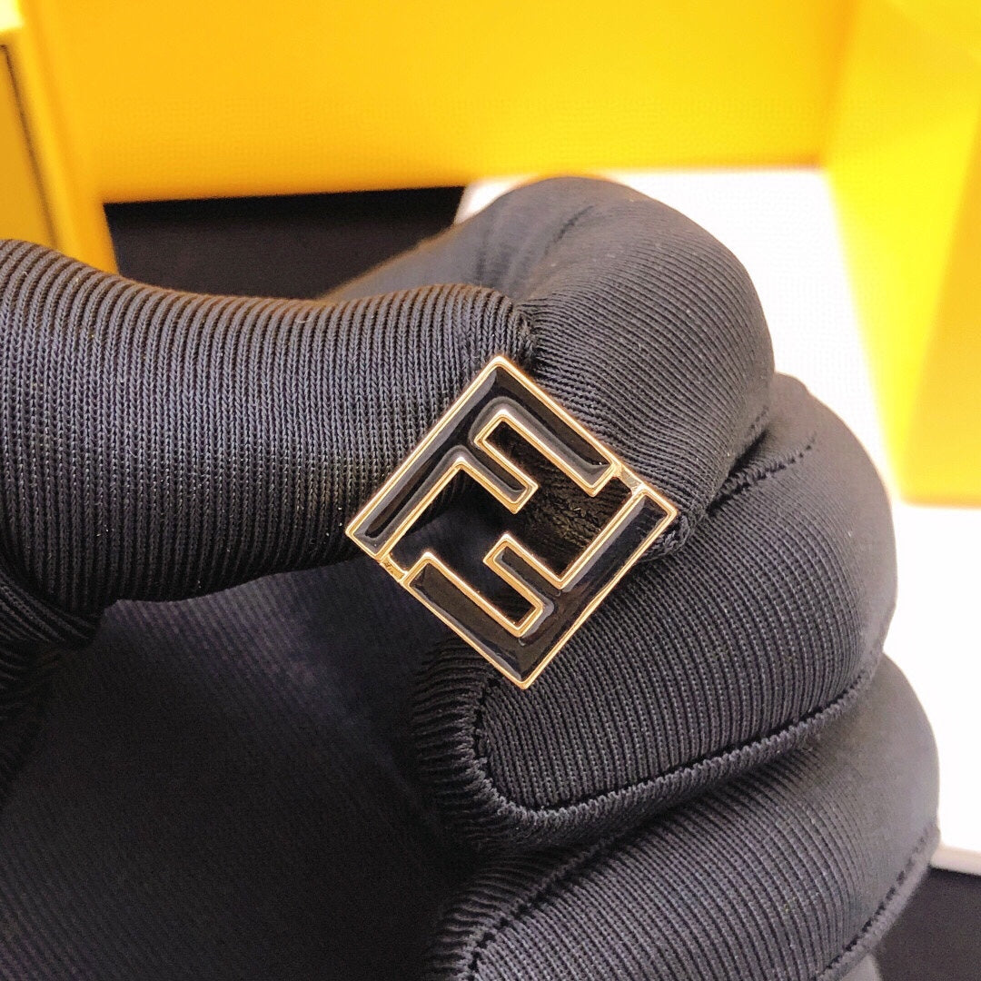 Vintage Black Enamel Stud Earrings
