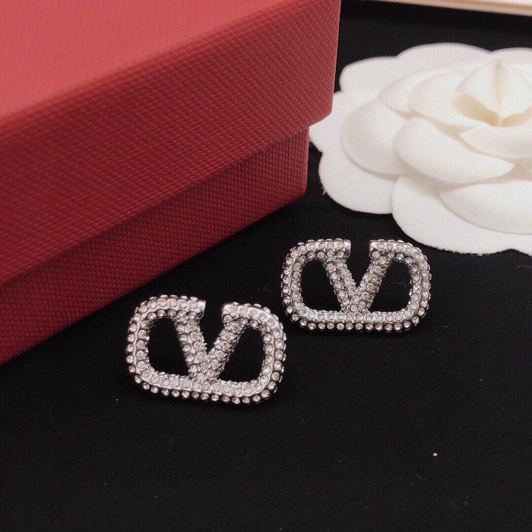 Mini Letter Earrings with Diamonds