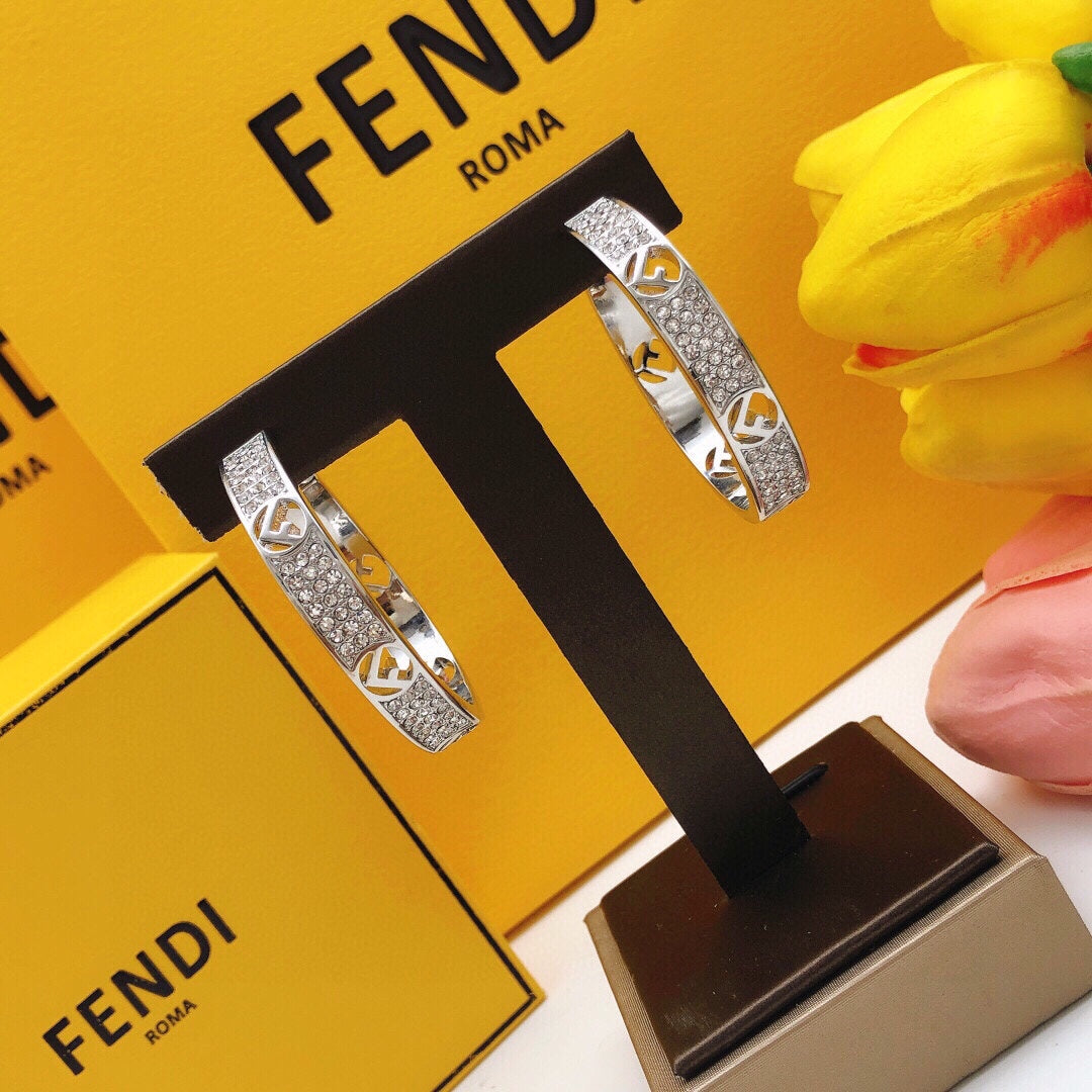 Large Diamonds Half Hoop Earrings