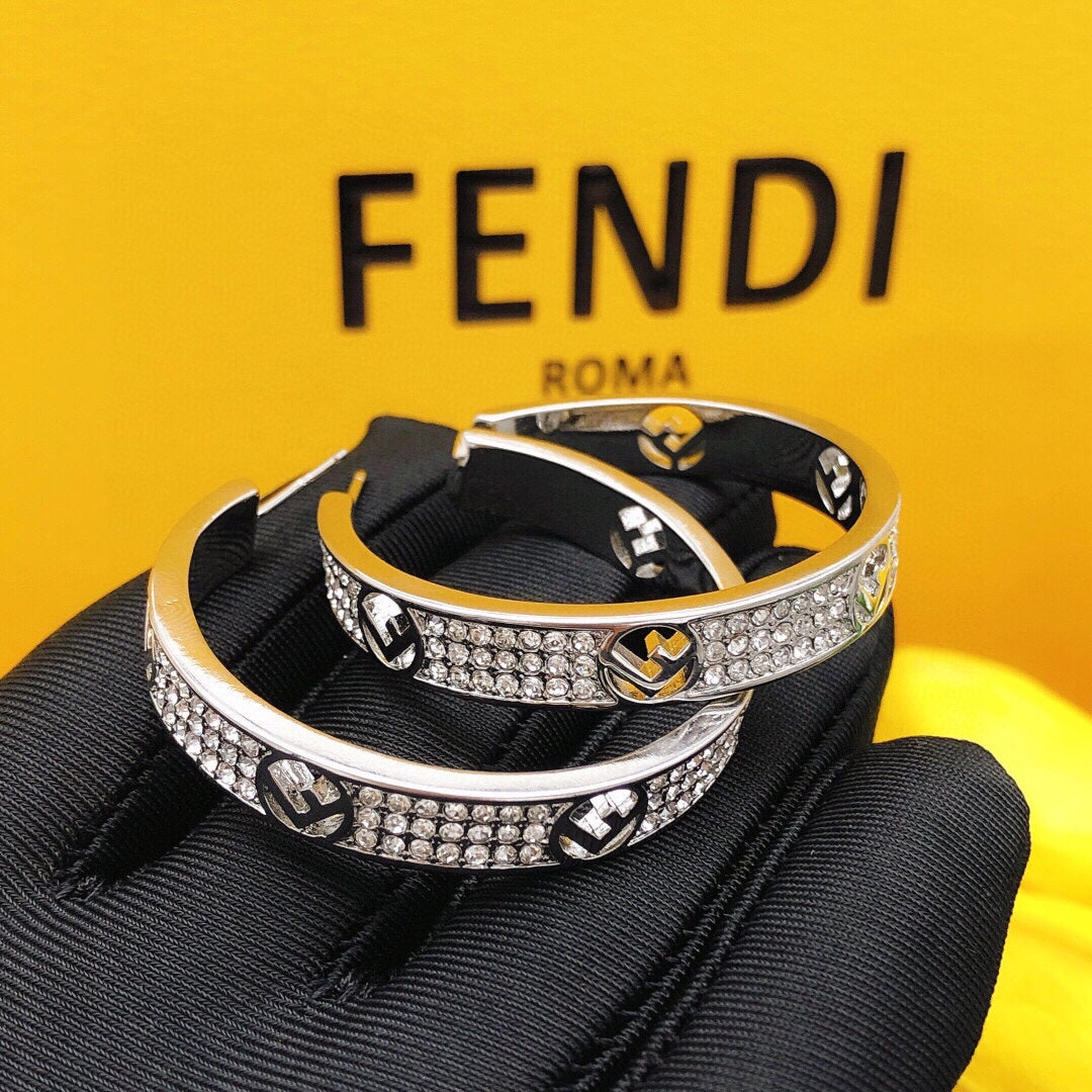 Large Diamonds Half Hoop Earrings