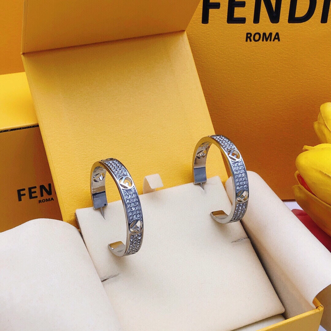Large Diamonds Half Hoop Earrings