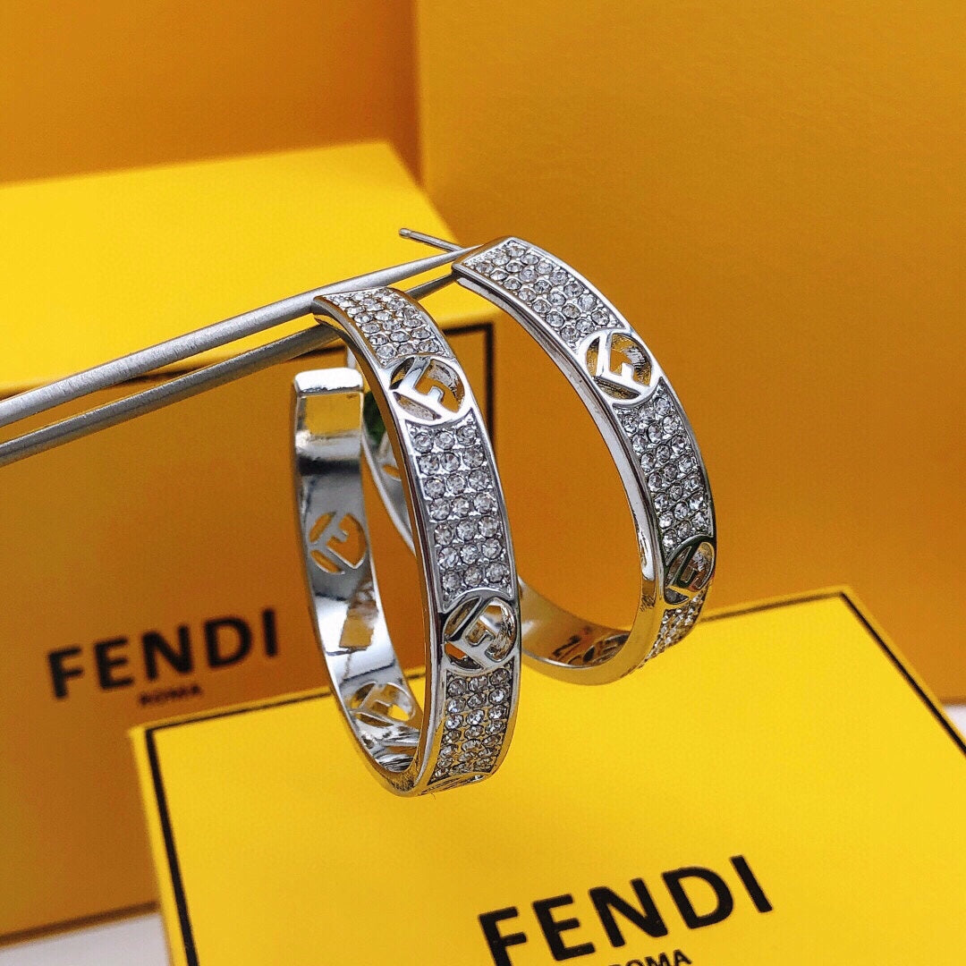 Large Diamonds Half Hoop Earrings