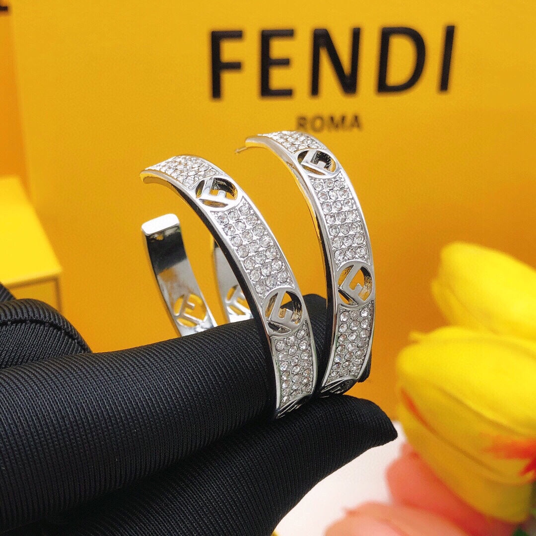 Large Diamonds Half Hoop Earrings