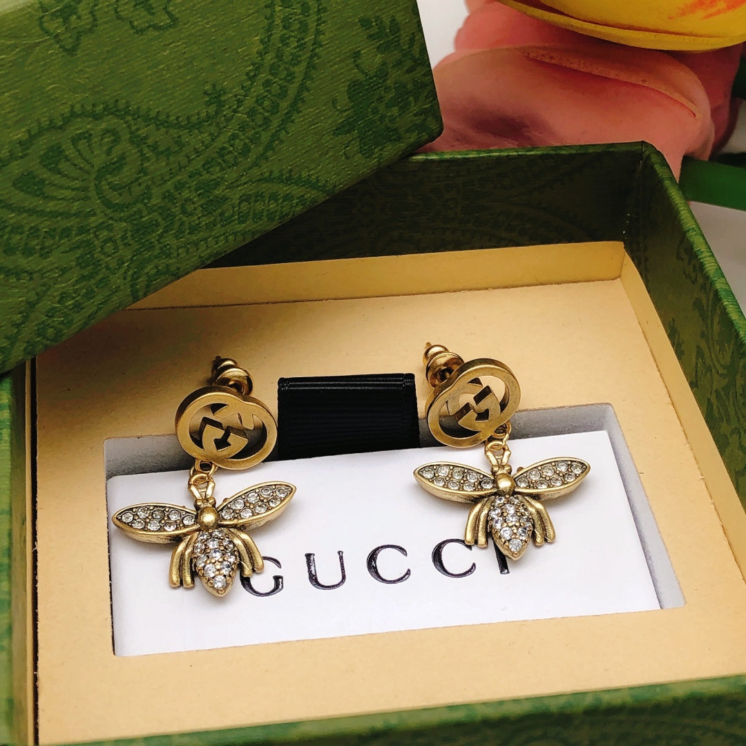 Diamond Bee Earrings