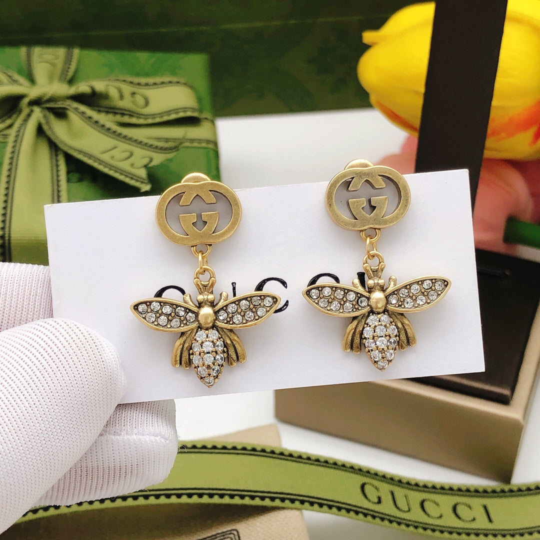 Diamond Bee Earrings