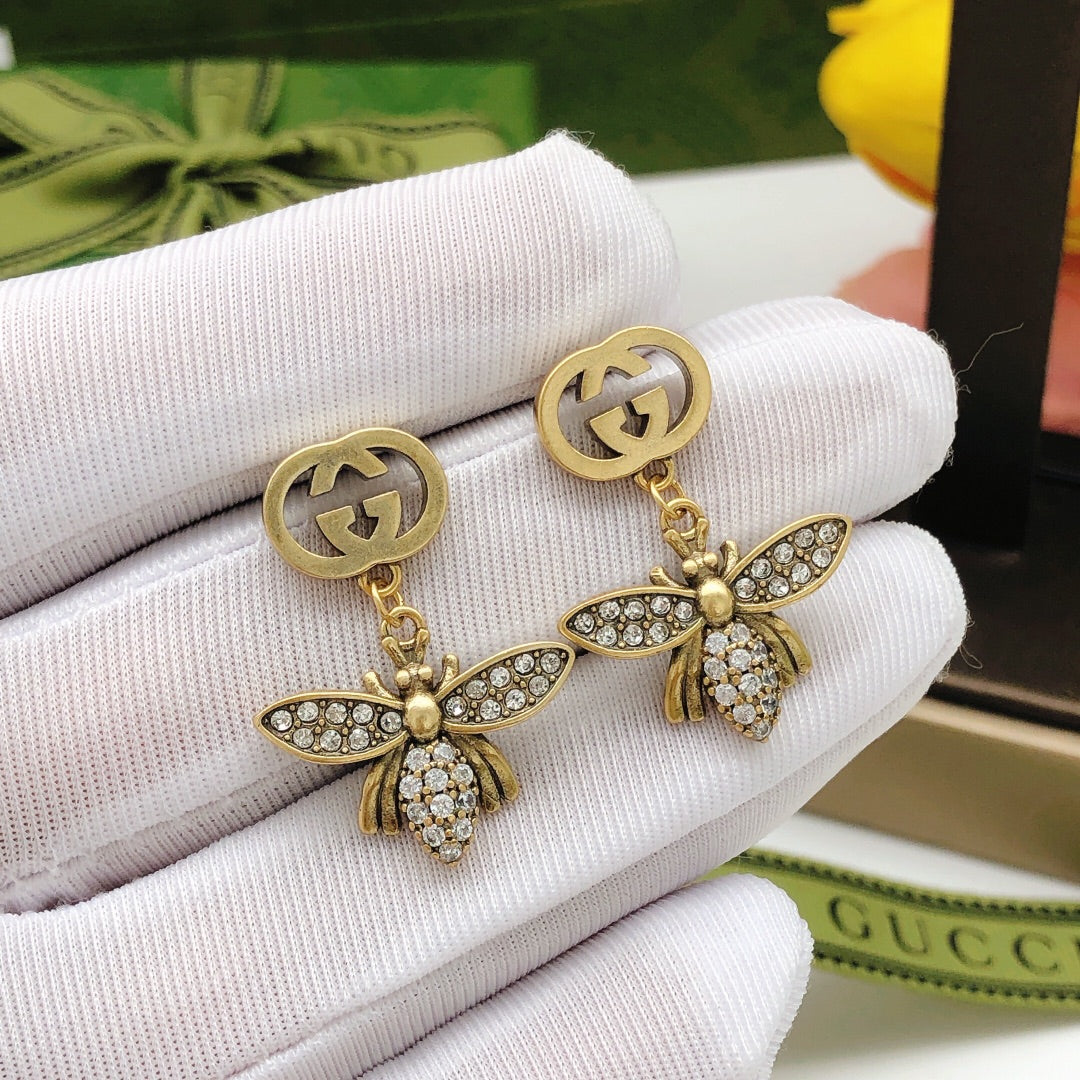 Diamond Bee Earrings