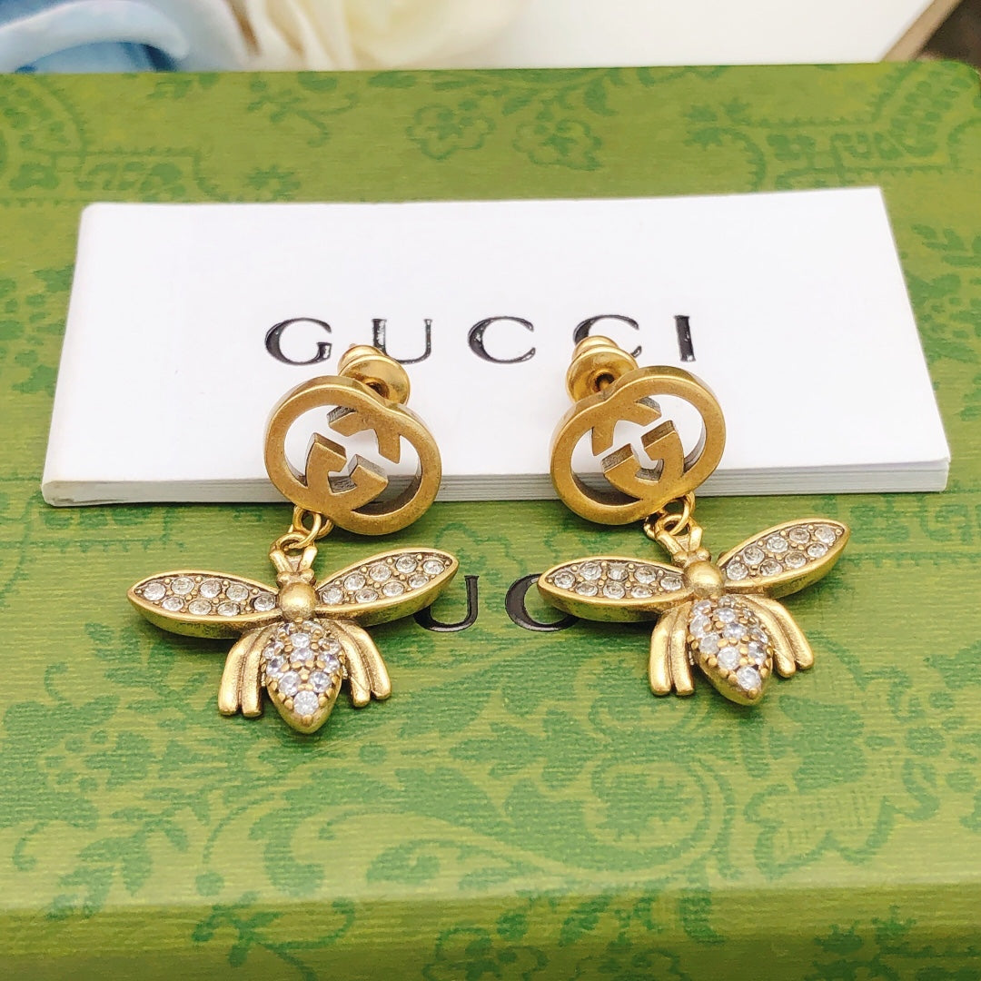 Diamond Bee Earrings