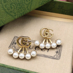 Pearl Hoop Scallop Earrings