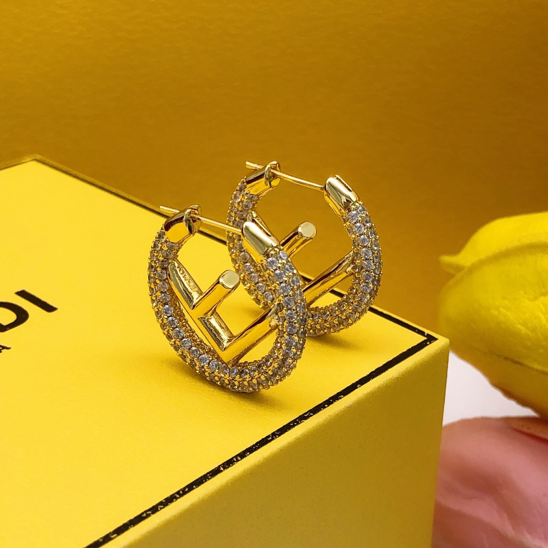 Small Hoop Earrings with Full Diamonds