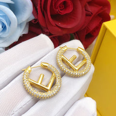 Small Hoop Earrings with Full Diamonds