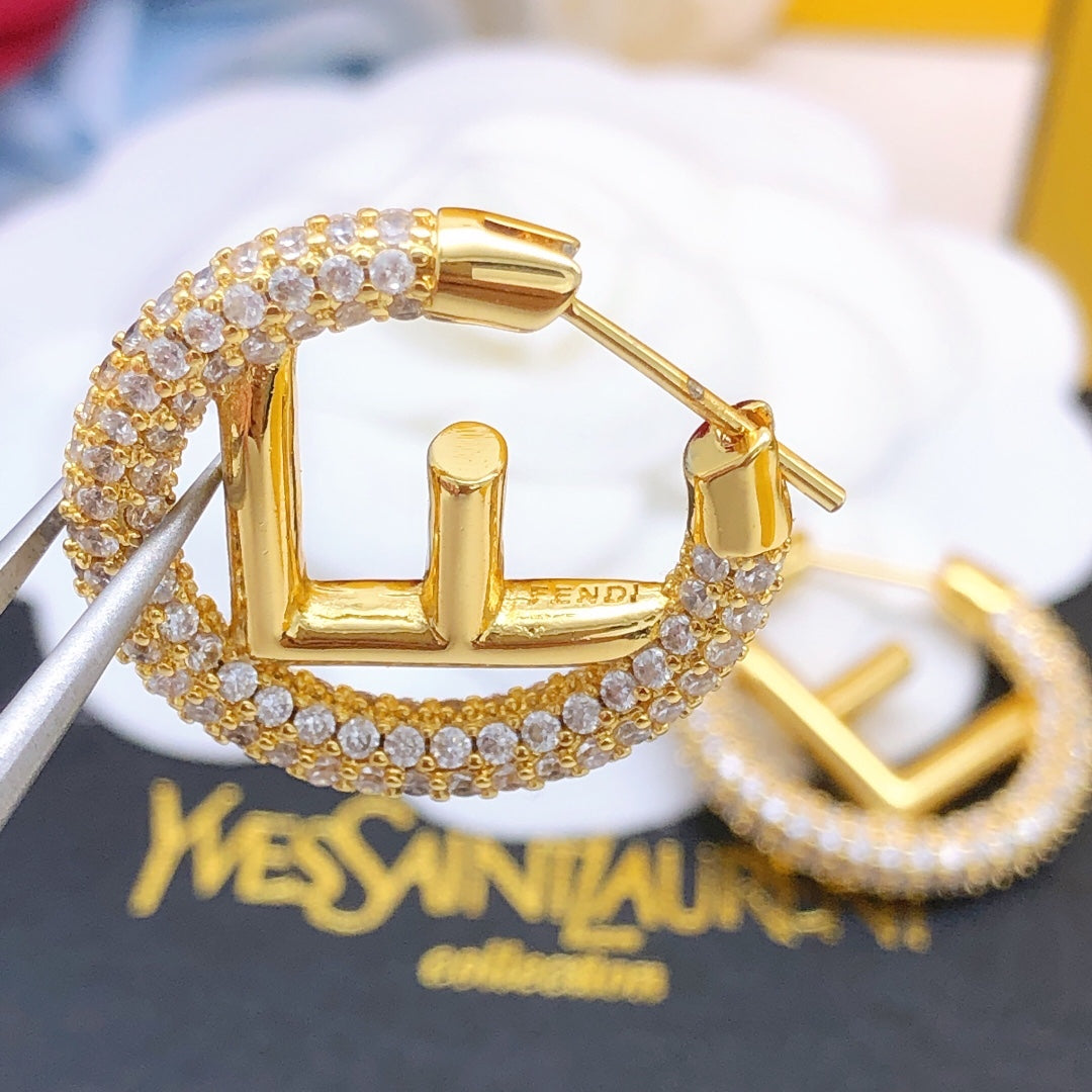 Small Hoop Earrings with Full Diamonds
