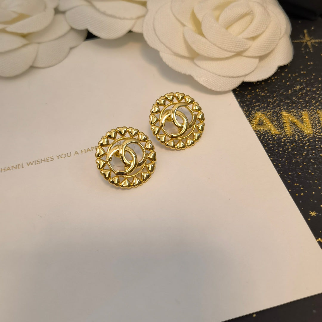 Heart-shaped Hollow Letter Earrings
