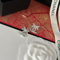 Full Diamond Bow Letter Earrings
