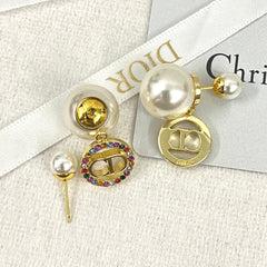 Colorful Rhinestone Pearl Earrings