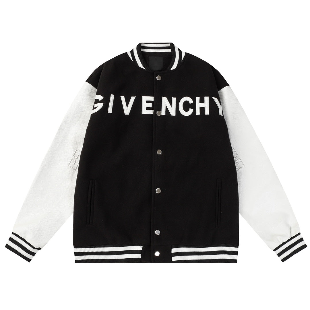 Leather embroidered jacket