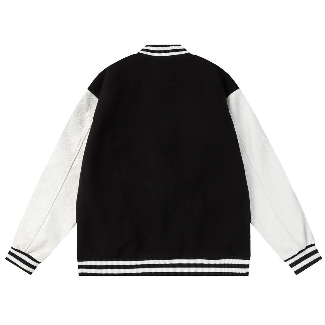 Leather embroidered jacket