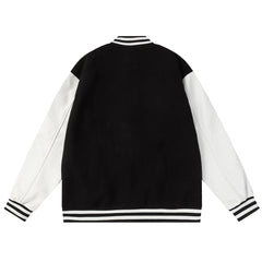 Leather embroidered jacket