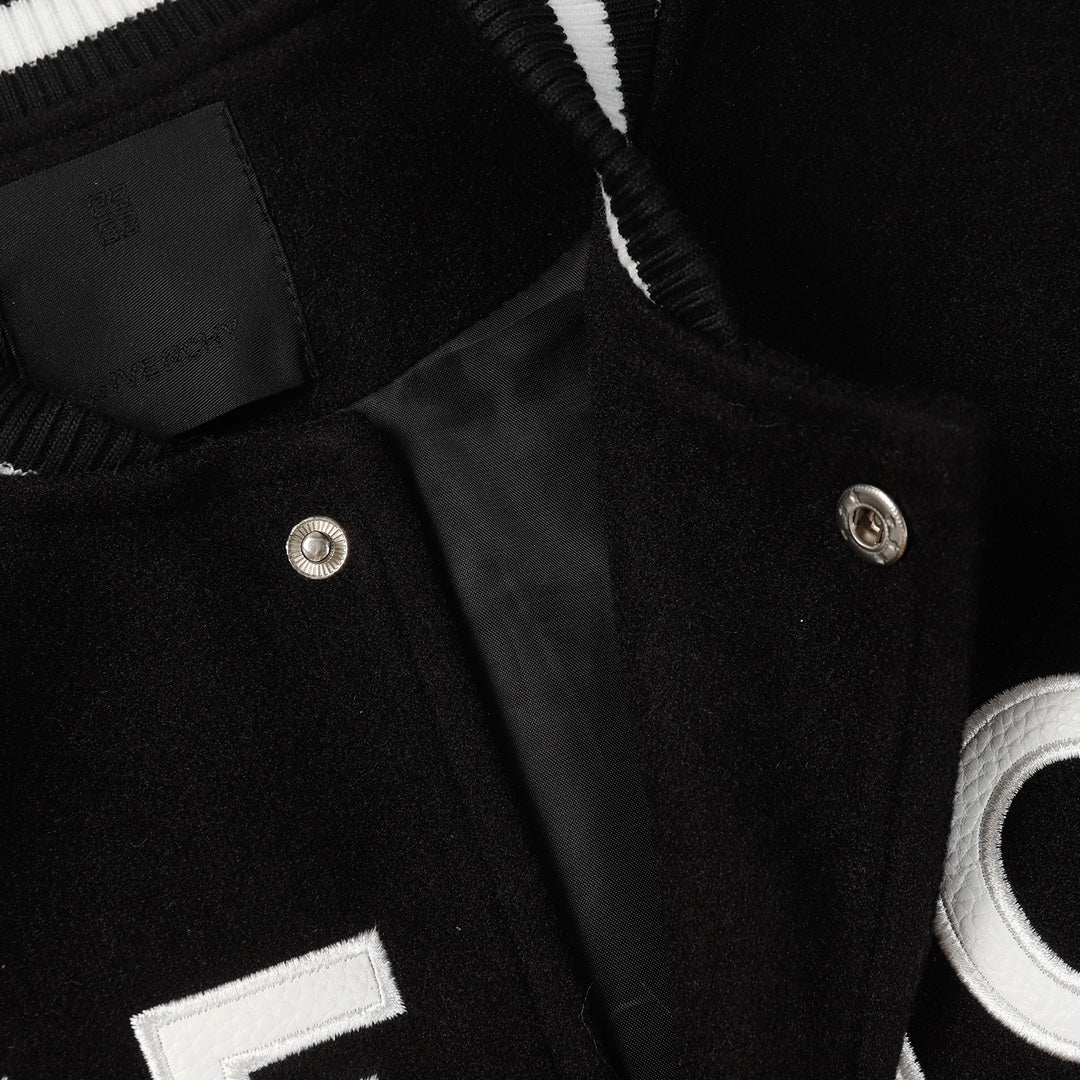 Leather embroidered jacket
