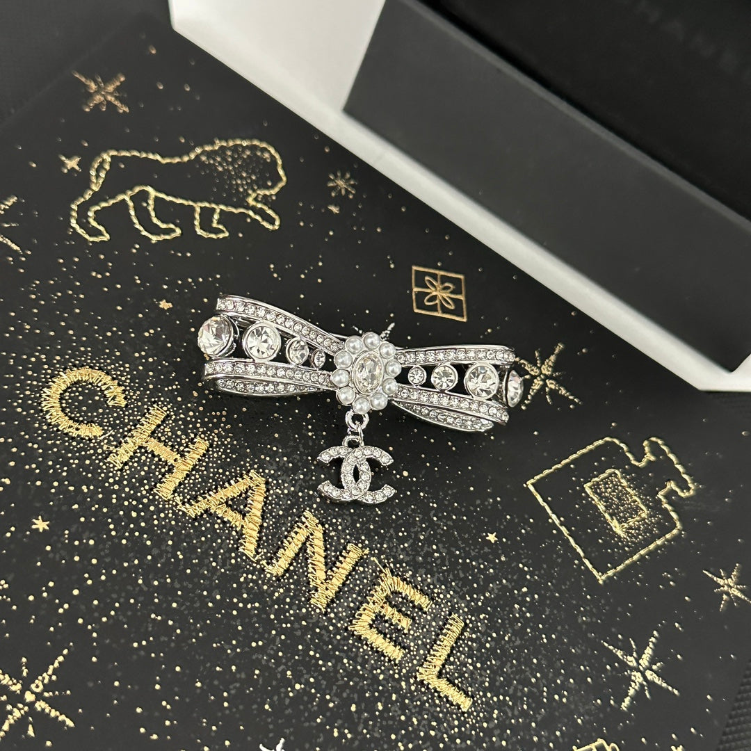 Full Diamond Bow Brooch