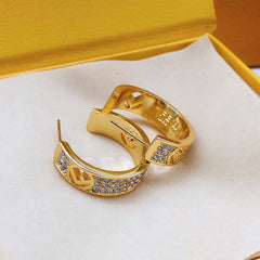 Sparkling Diamond Half Hoop Earrings