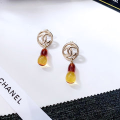 Vintage Glass Gourd Teardrop Earrings