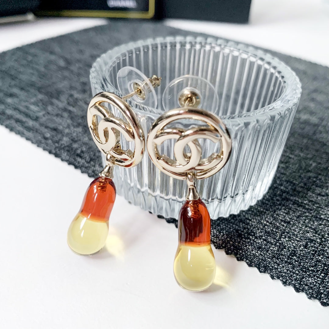 Vintage Glass Gourd Teardrop Earrings