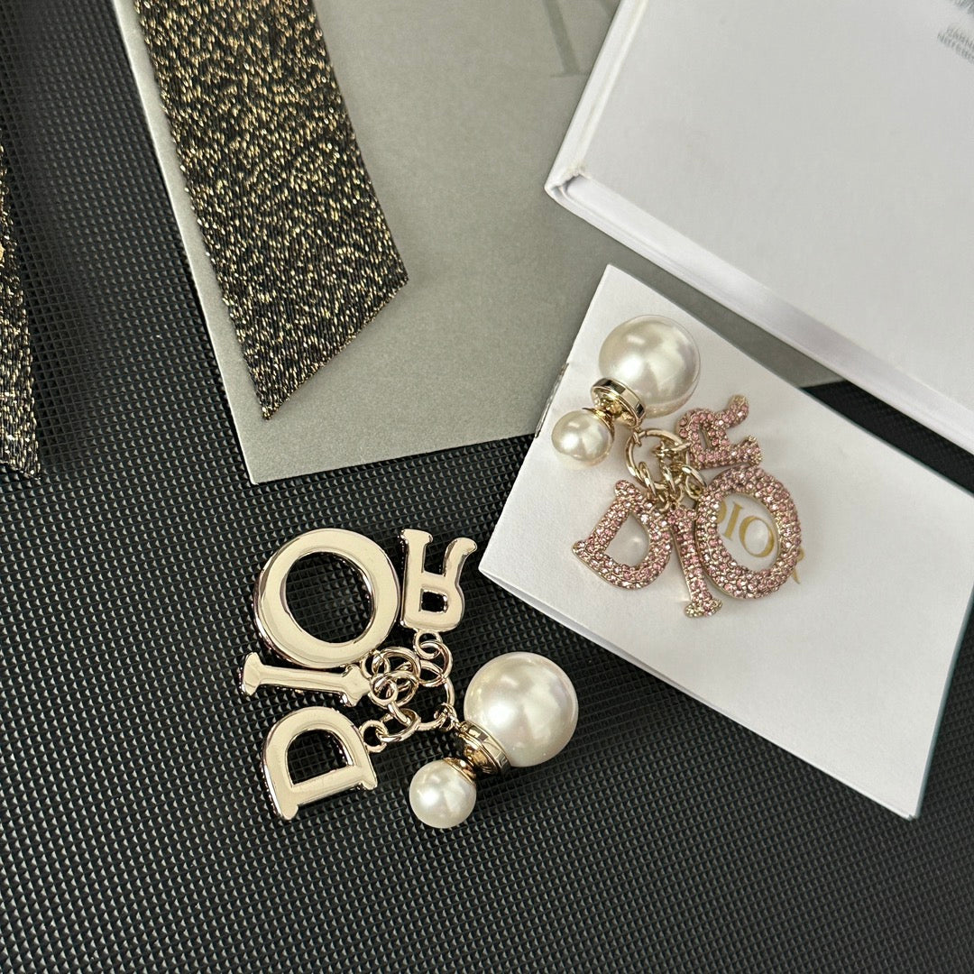 Pink Diamond Pearl Earrings