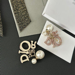 Pink Diamond Pearl Earrings