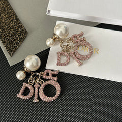 Pink Diamond Pearl Earrings