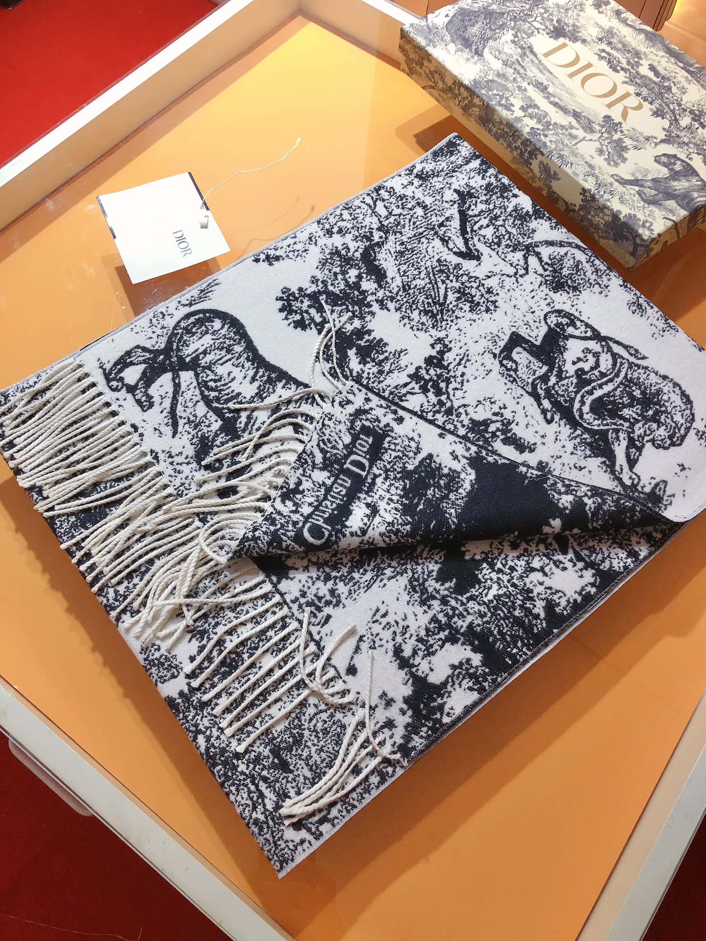 Forest print tassel scarf