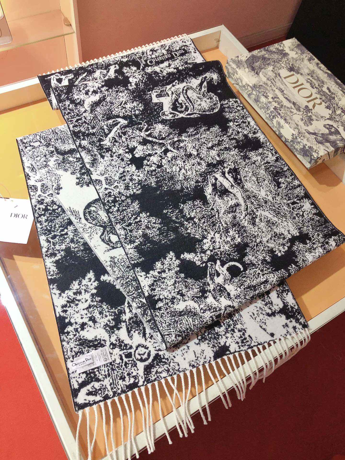 Forest print tassel scarf