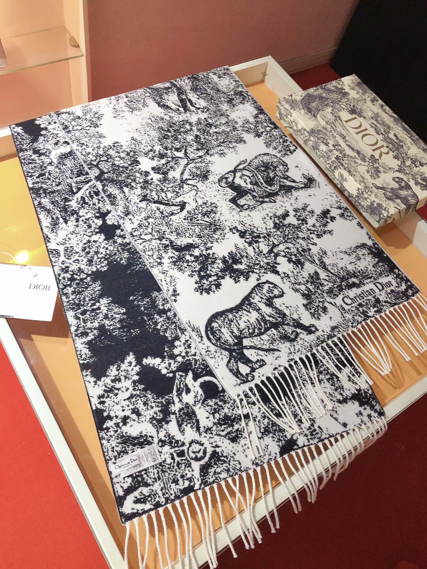 Forest print tassel scarf