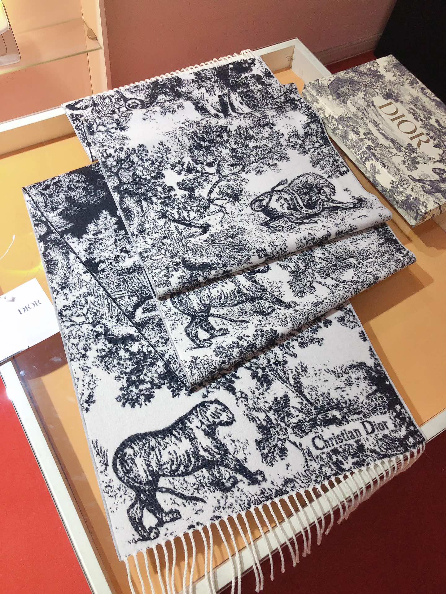 Forest print tassel scarf