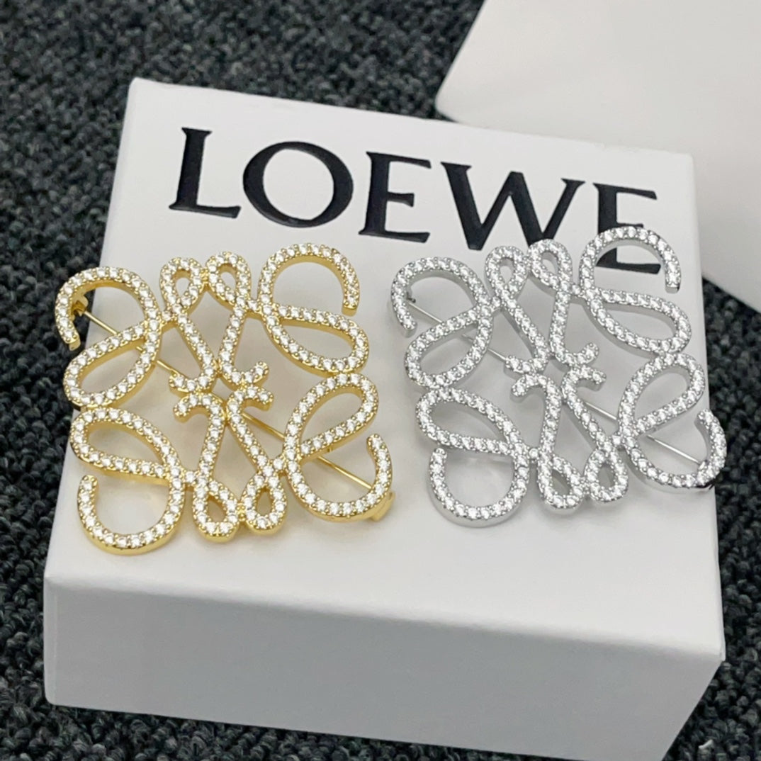 Versatile Gold Monogram Diamond Brooch