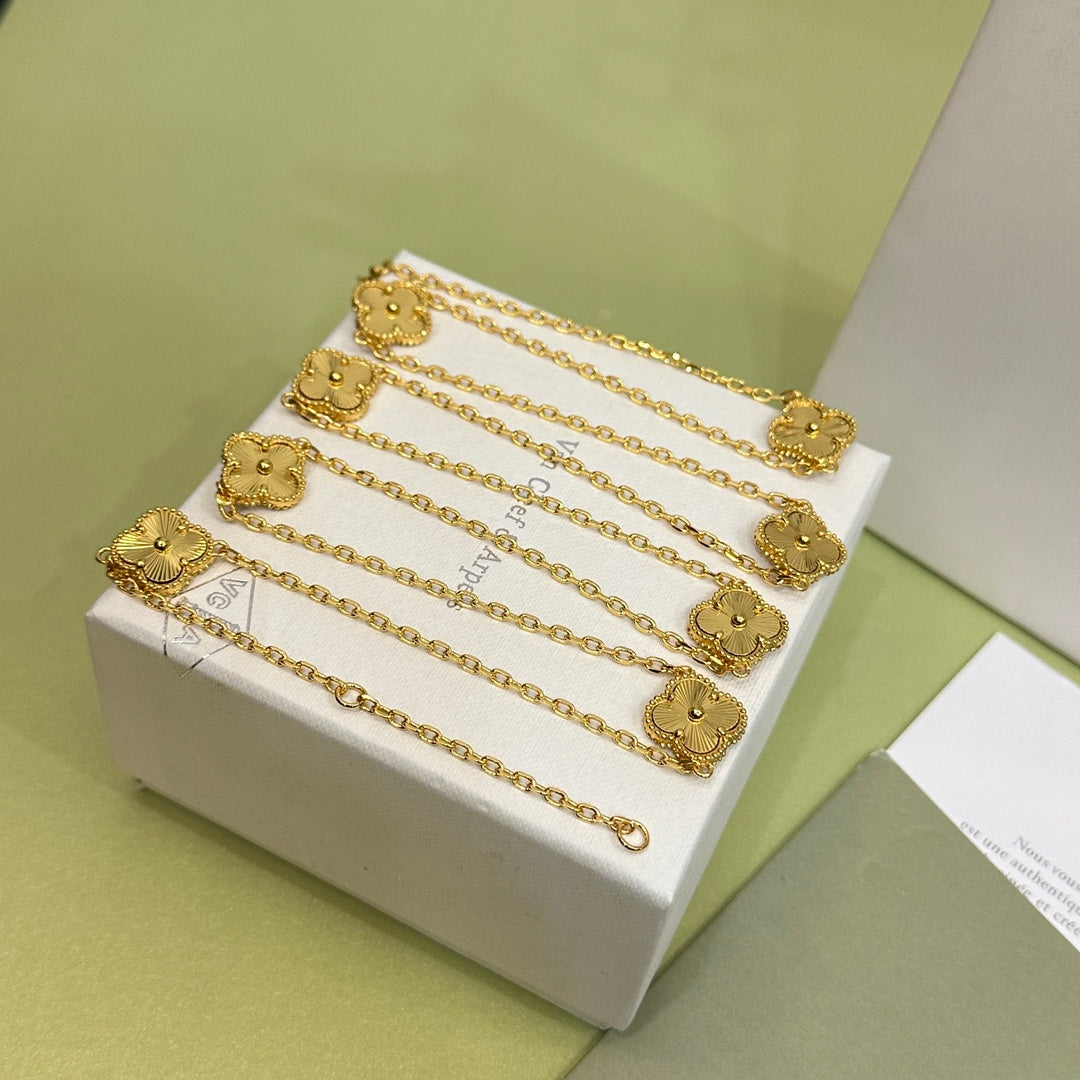 Eight Four-Leaf Clover Long Necklace