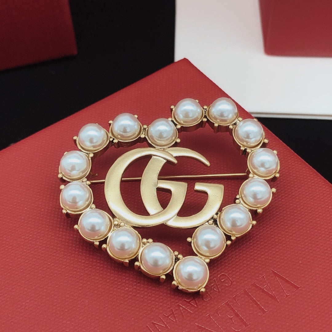 Pearl Heart Brooch