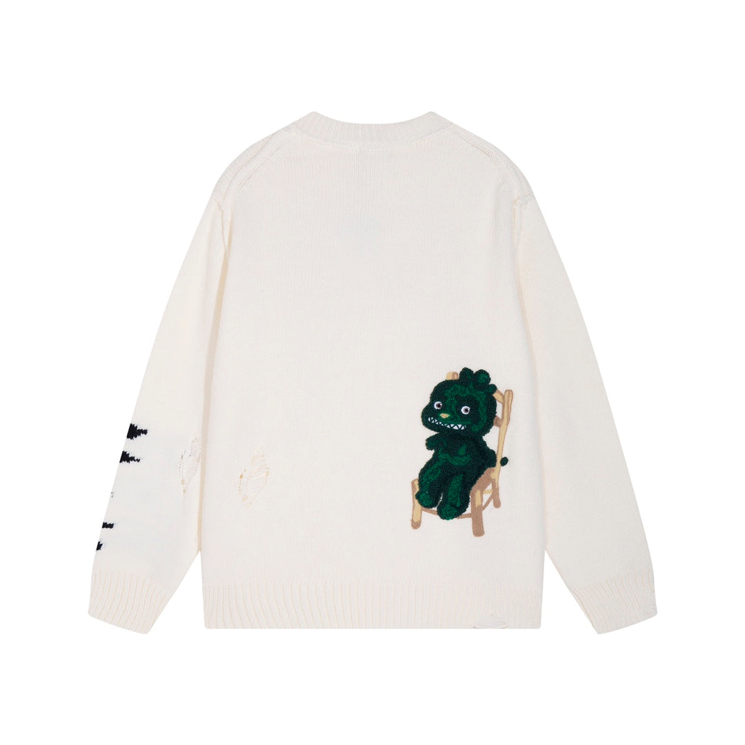 Ripped Knit Cashmere Sweatshirt