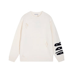 Ripped Knit Cashmere Sweatshirt