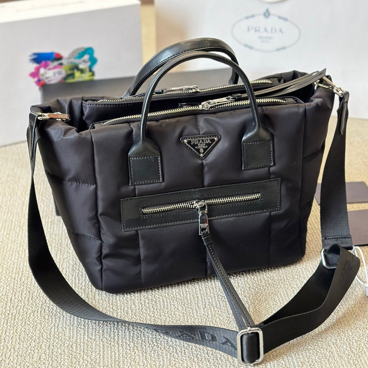 Black Nylon Messenger Bag